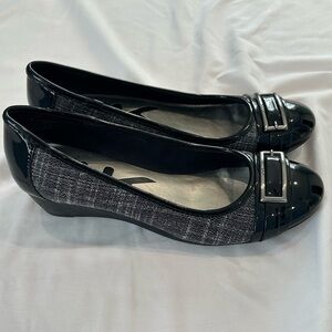 Anne Klein Sport Black and Gray Flats- 7- slight heel